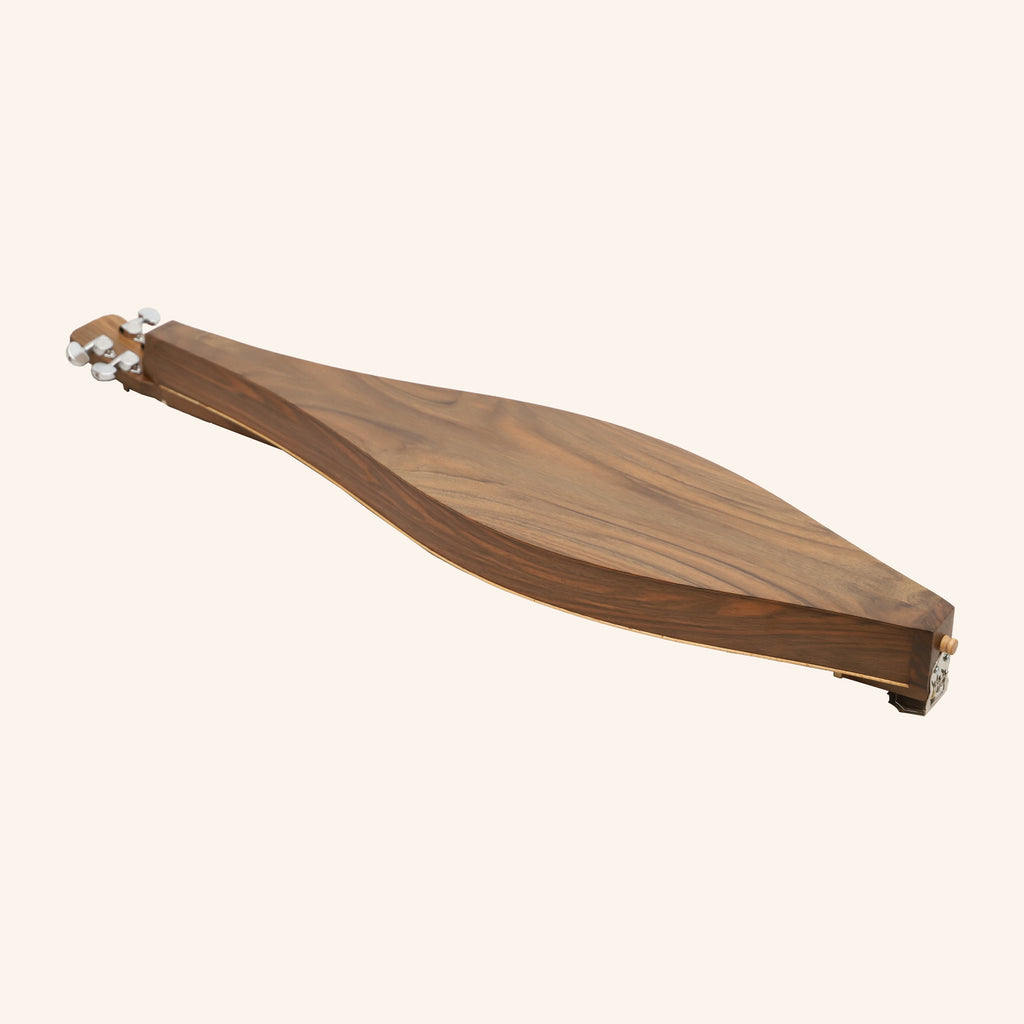 Mountain Dulcimer, 4 String Teardrop Turn Scroll F-Hole Walnut