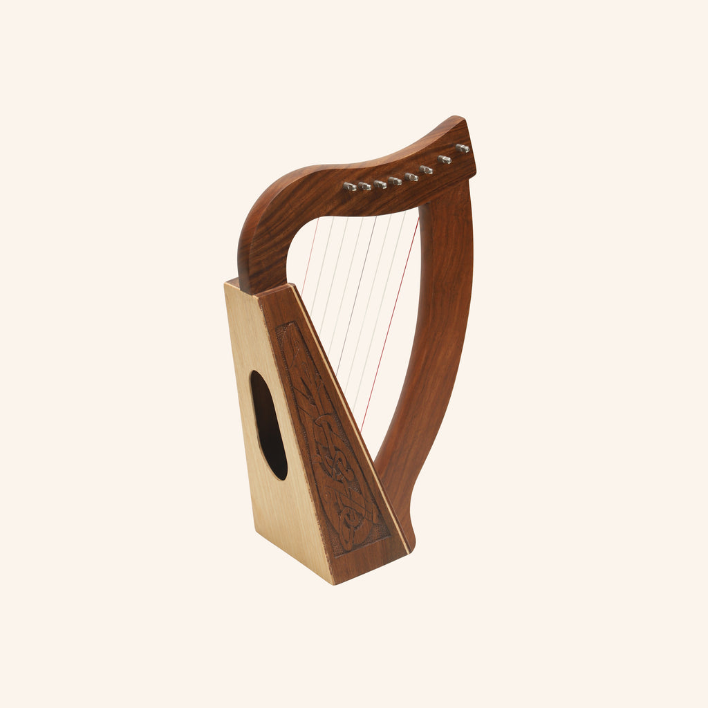 MUZIKKON O'CAROLAN HARP, 8 STRING ROSEWOOD CELTIC DRAGON
