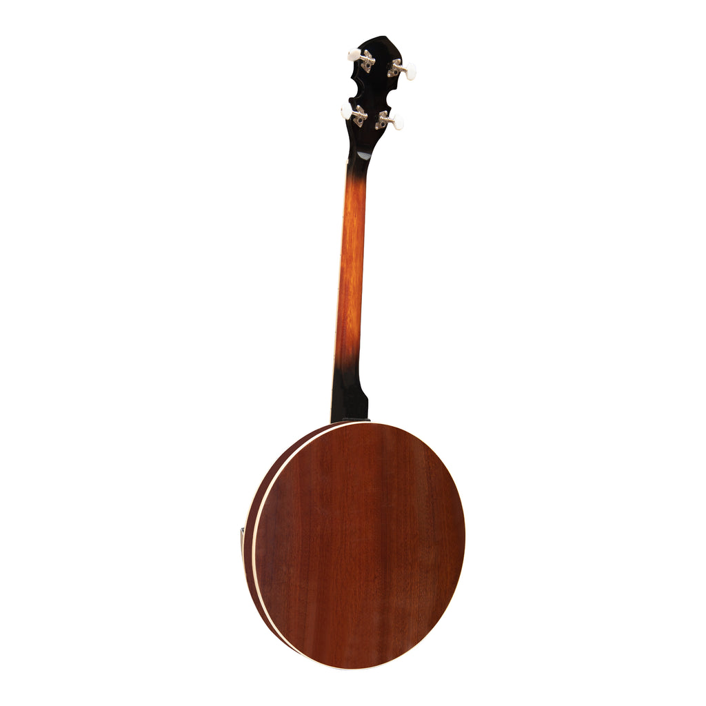 Heartland 4 String 19 Fret Irish Tenor Banjo Left Handed Player Series with Closed Solid Back Sunburst Finish