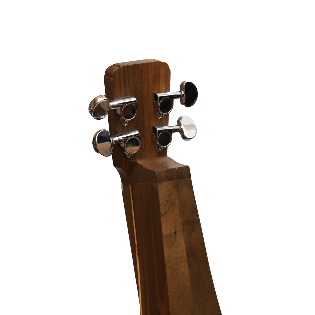 Mountain Dulcimer, 4 String Teardrop Turn Scroll F-Hole Walnut