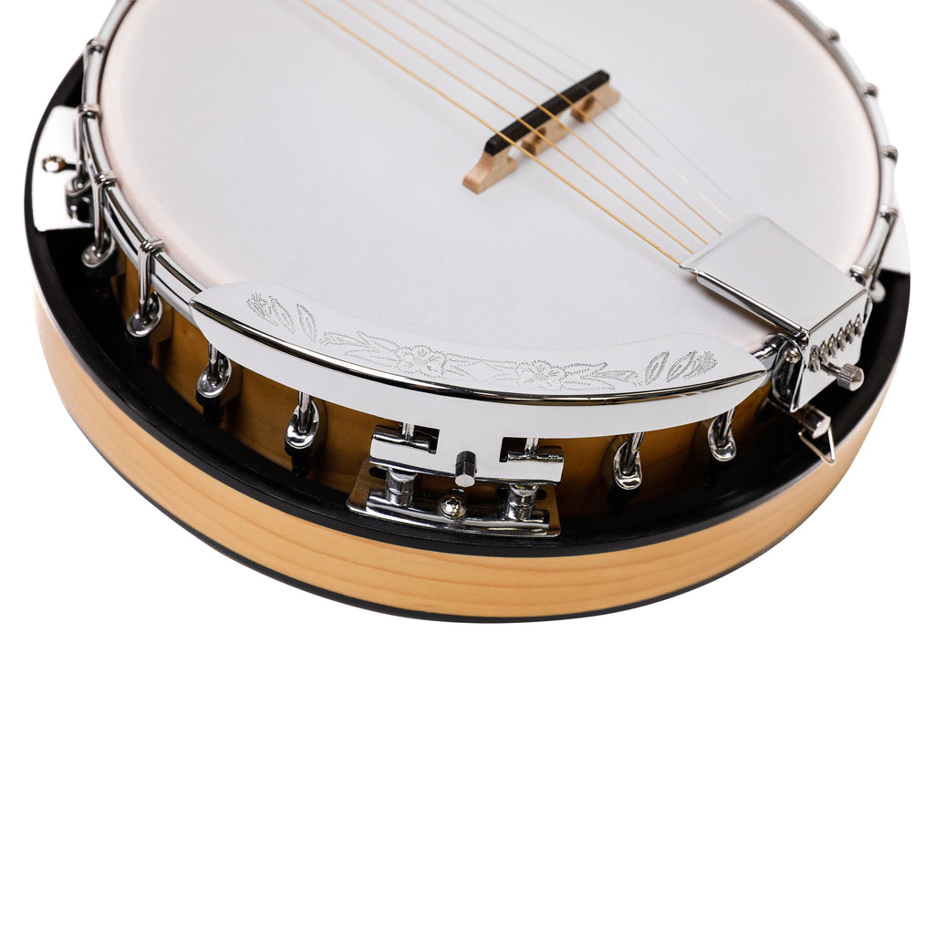 Heartland 6 String Deluxe Irish Banjo 24 Bracket with Closed Solid Back Maple Finish
