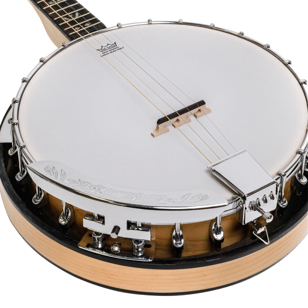 Heartland Deluxe Irish Tenor Banjo 17 Frets with 24 Bracket and Closed Solid Back Maple Finish