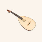 Muzikkon Lute Guitar, 6 Steel Strings Variegated Lacewood Rosewood Left Handed