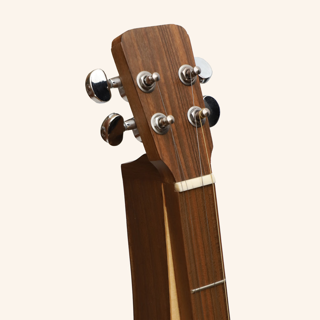 Mountain Dulcimer, 4 String Teardrop Turn Scroll F-Hole Walnut