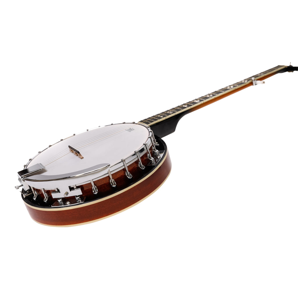 Heartland 5 String Irish Banjo Left Handed Player Series 24 Bracket with Closed Solid Back Sunburst Finish