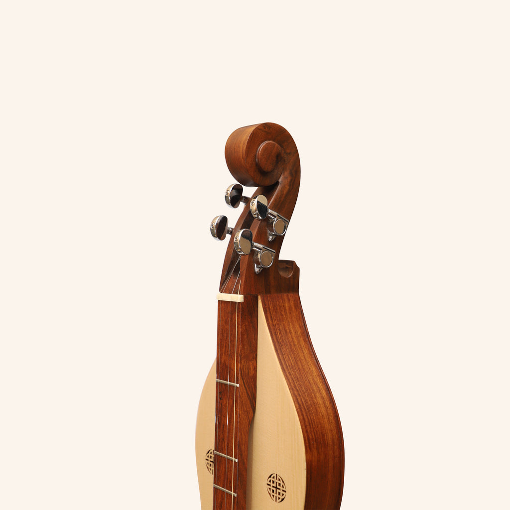 Muzikkon Mountain Dulcimer, 4 Strings Knotwork Scroll R-W Silver Gear