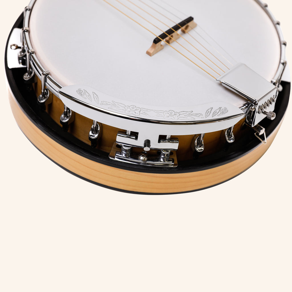 Heartland 6 String Deluxe Irish Banjo 24 Bracket with Closed Solid Back Maple Finish