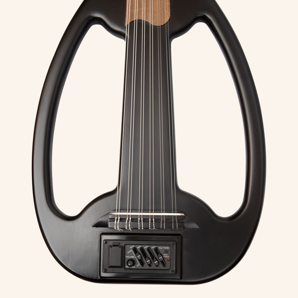 Muzikkon Electric Arabic Frame Oud With Pegs, Lacewood Black