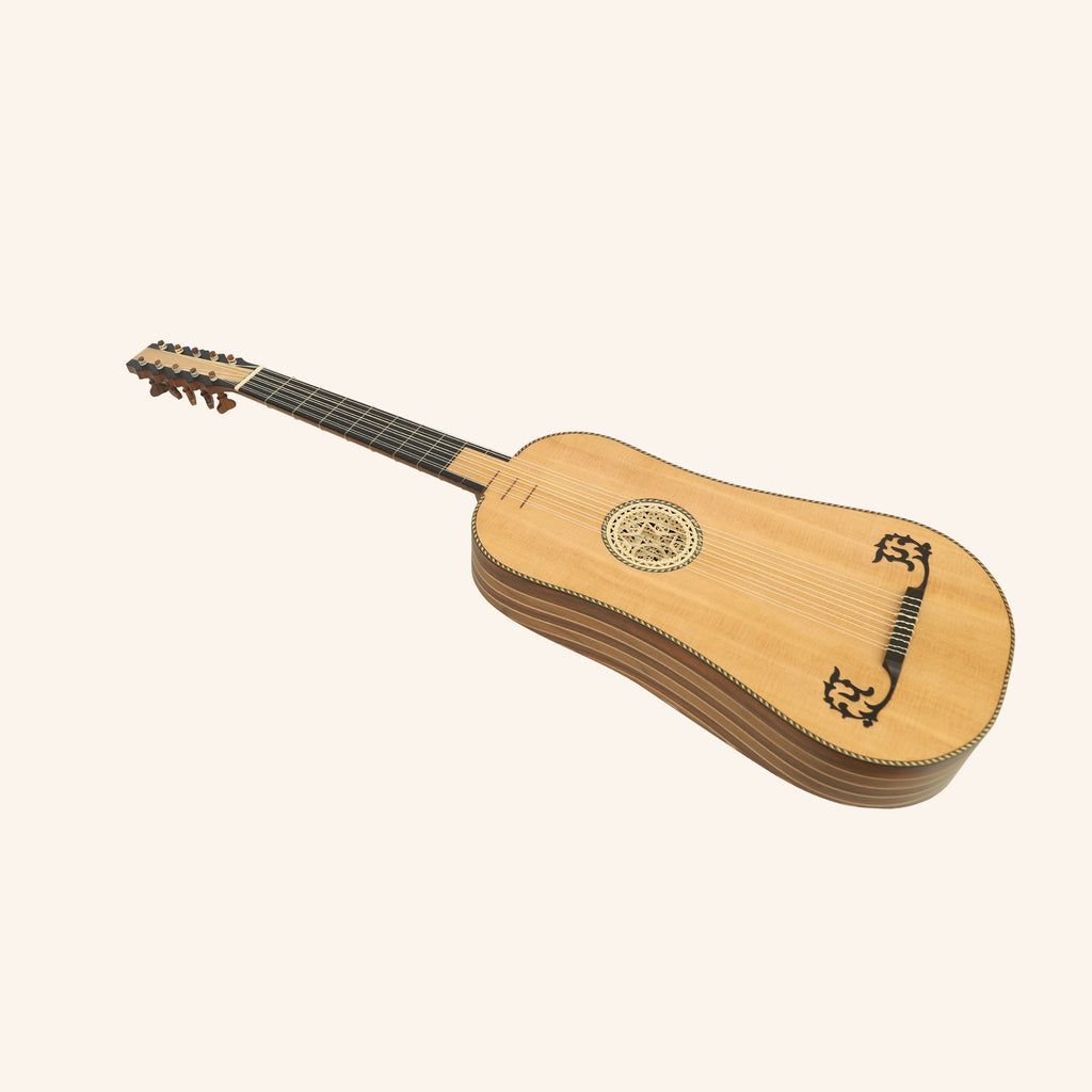 Heartland Sellas Baroque Guitar, 5 Course Left Hand Variegated Walnut Rosewood