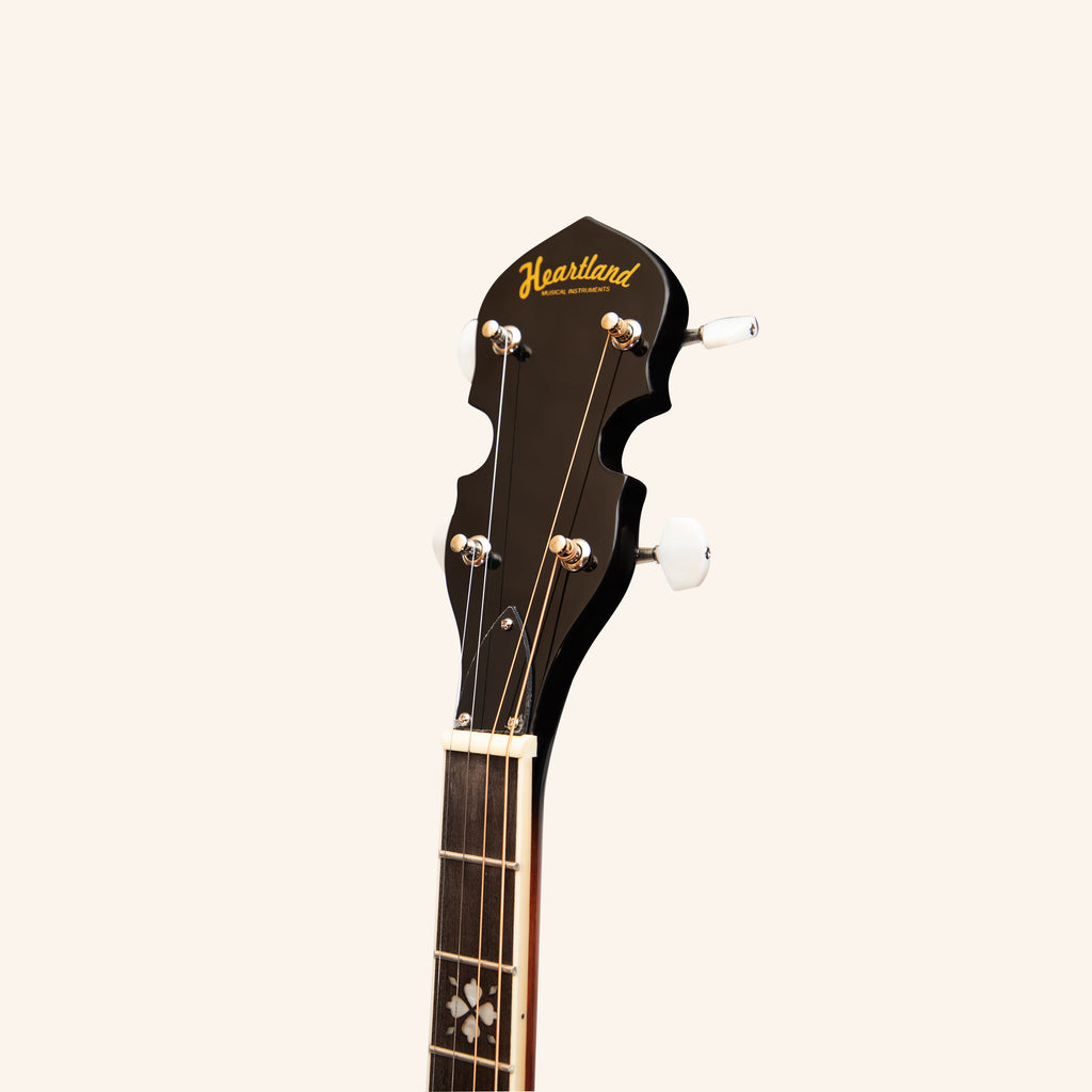 Heartland 4 String 19 Fret Irish Tenor Banjo Left Handed Player Series with Closed Solid Back Sunburst Finish