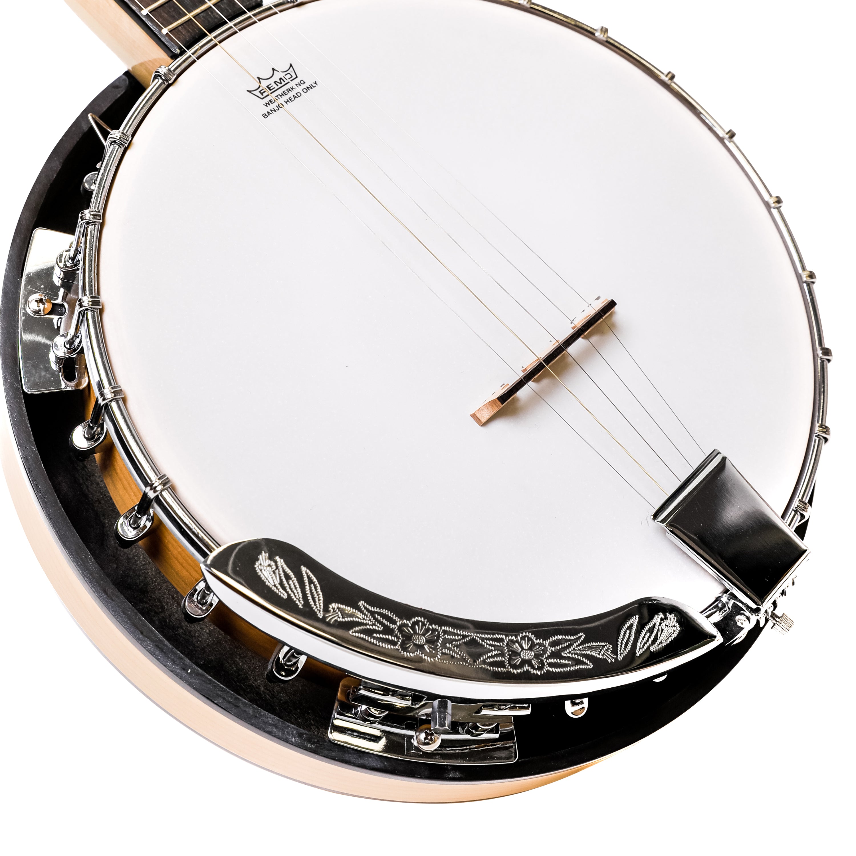 Heartland 5 String Deluxe Irish Banjo 24 Bracket with Closed Solid Back Maple Finish