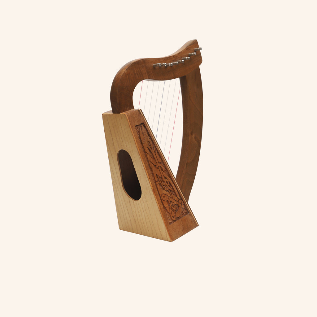 MUZIKKON O'CAROLAN HARP, 8 STRING WALNUT CELTIC DRAGON