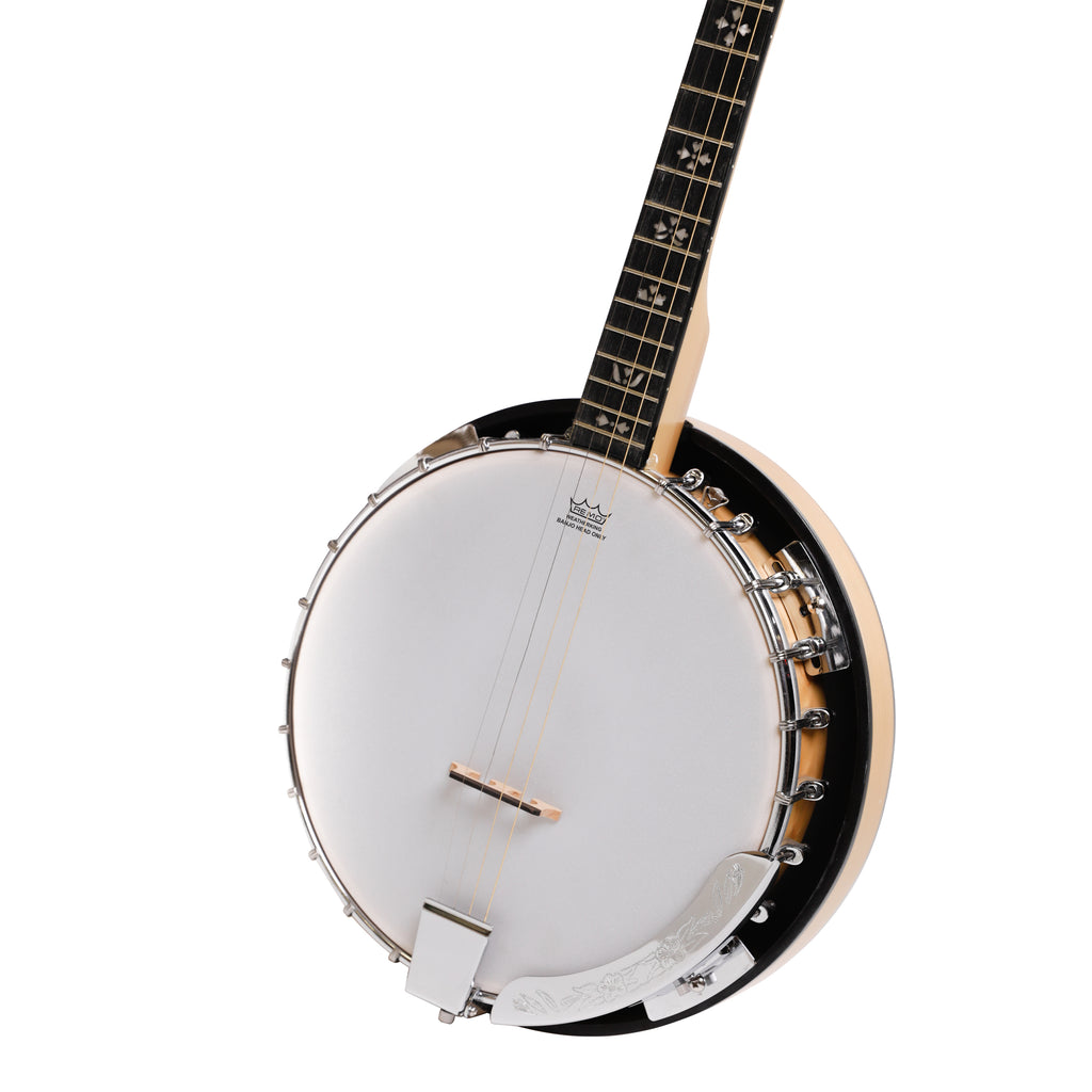 Heartland Deluxe Irish Tenor Banjo Left Handed 19 Frets 24 Bracket Closed Solid Back Maple Finish