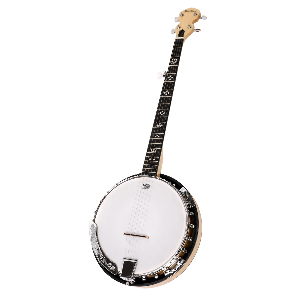 Heartland 5 String Deluxe Irish Banjo 24 Bracket with Closed Solid Back Maple Finish