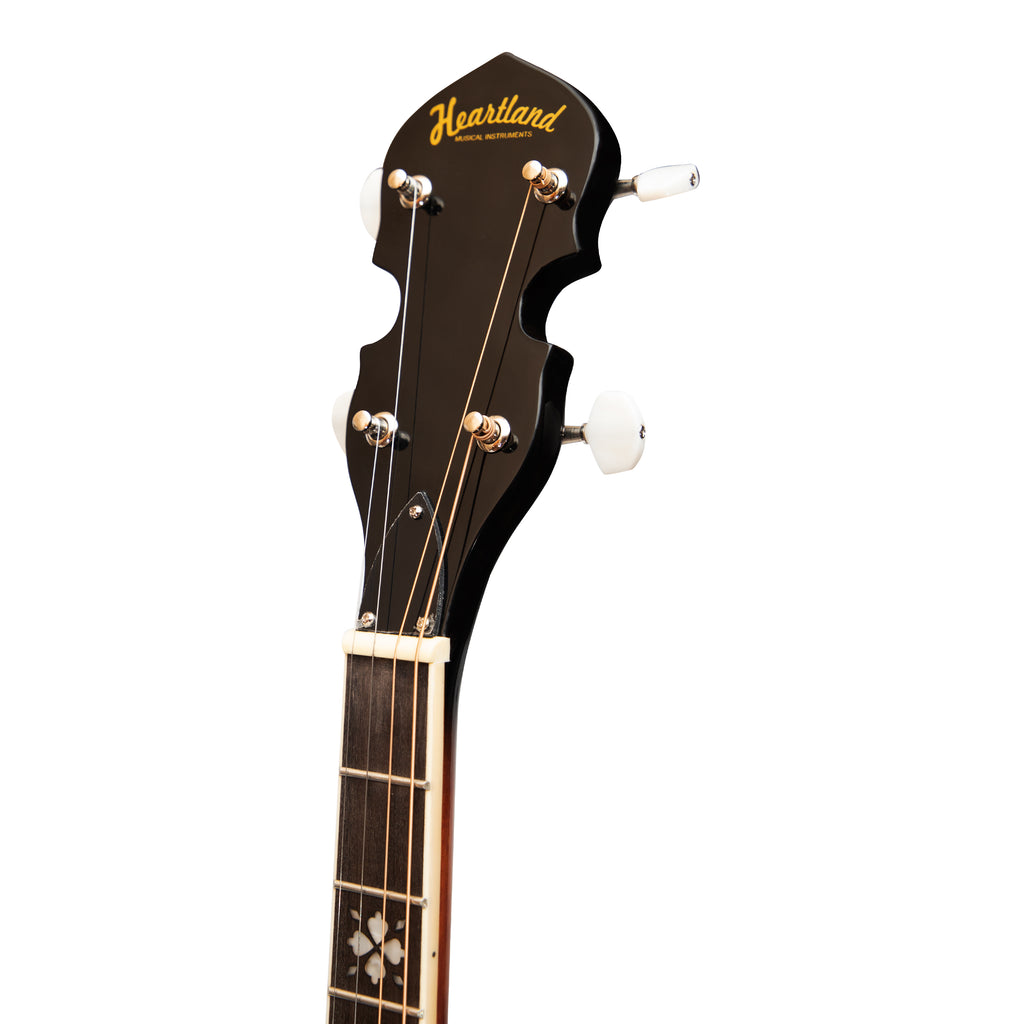 Heartland 4 String 19 Fret Irish Tenor Banjo Left Handed Player Series with Closed Solid Back Sunburst Finish