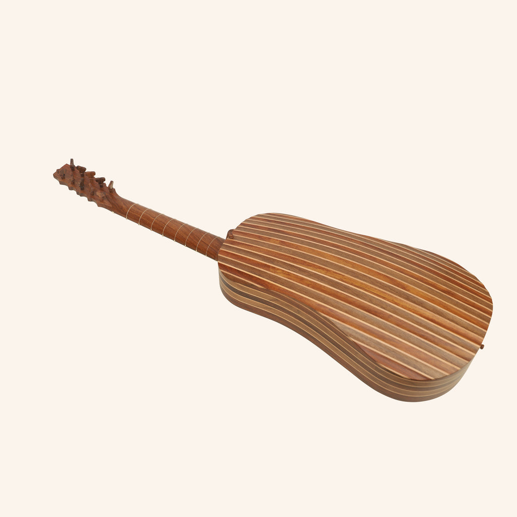 Heartland Sellas Baroque Guitar, 5 Course Left Hand Variegated Walnut Rosewood