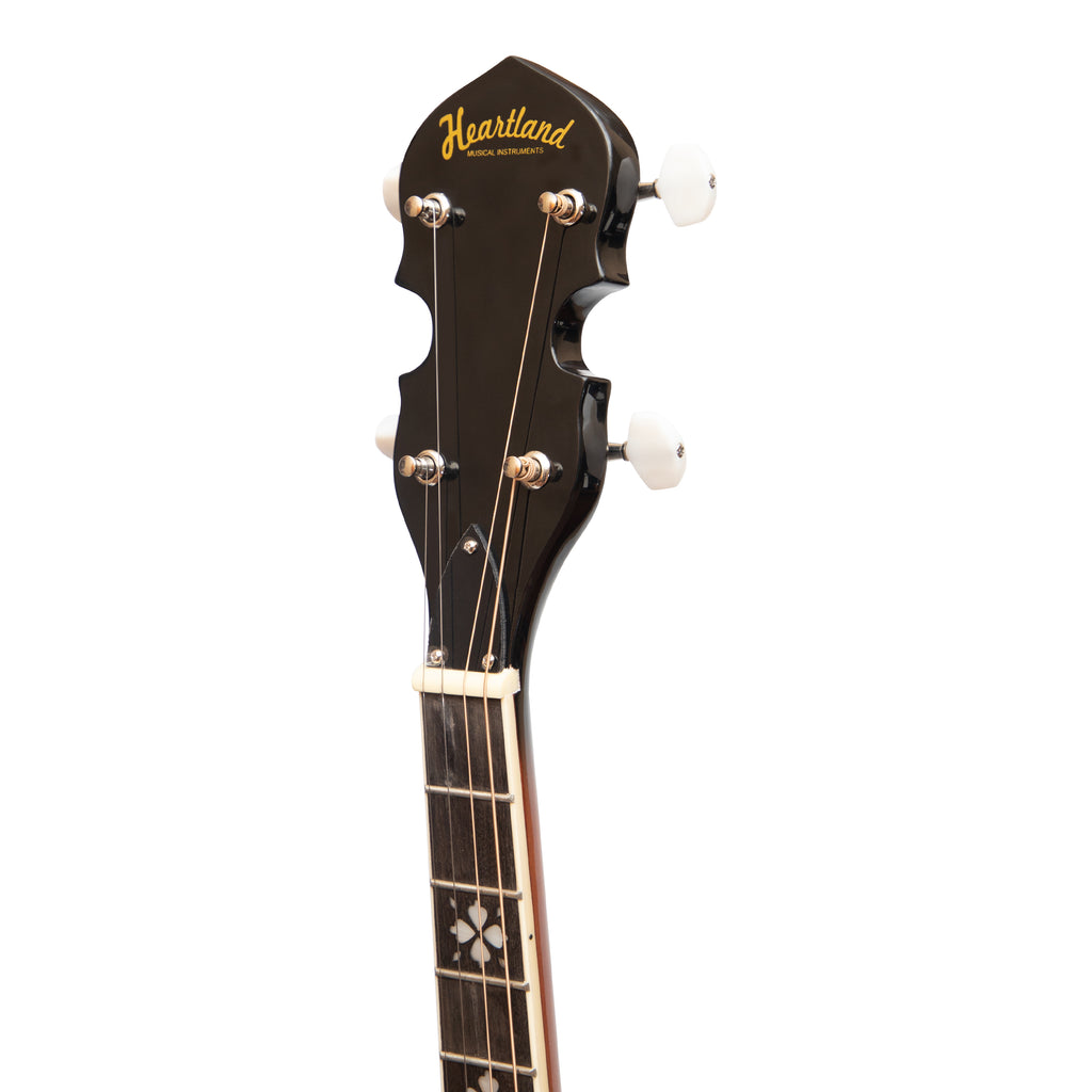 Heartland 4 String 17 Fret Irish Tenor Banjo Left Handed Player Series with Closed Solid Back Sunburst Finish