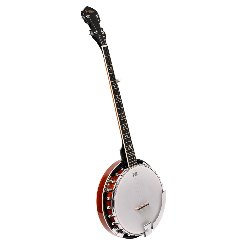 Heartland 5 String Irish Banjo Left Handed Player Series 24 Bracket with Closed Solid Back Sunburst Finish