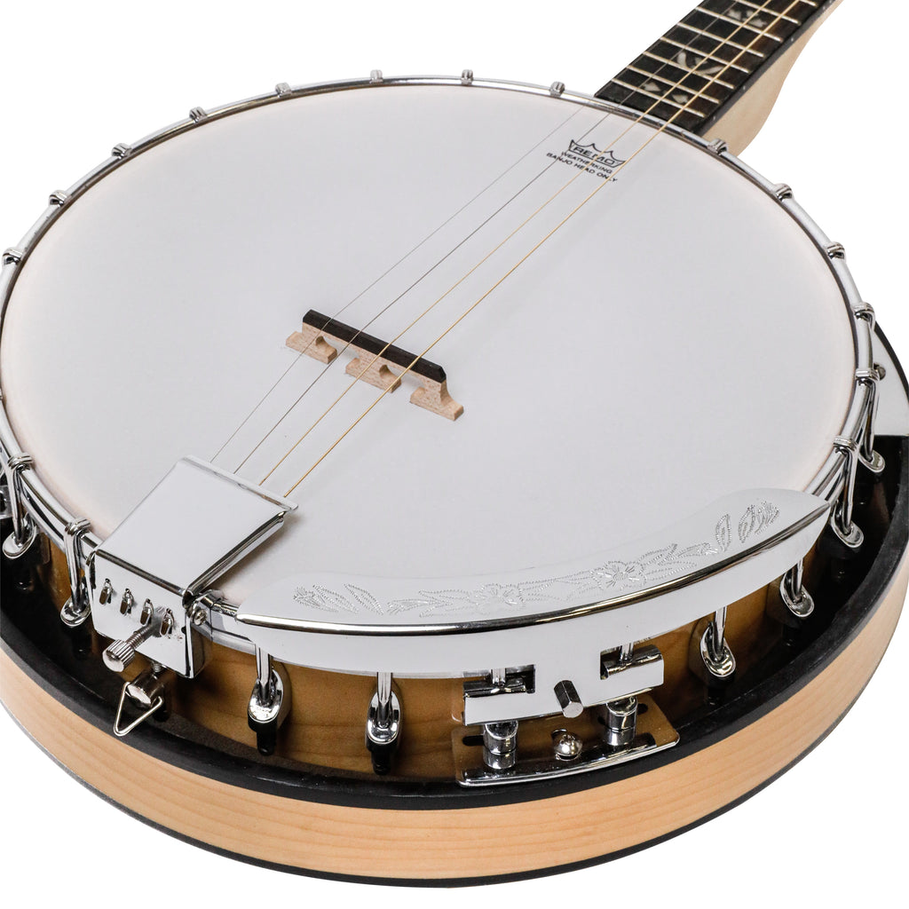 Heartland Deluxe Irish Tenor Banjo Left Handed 19 Frets 24 Bracket Closed Solid Back Maple Finish