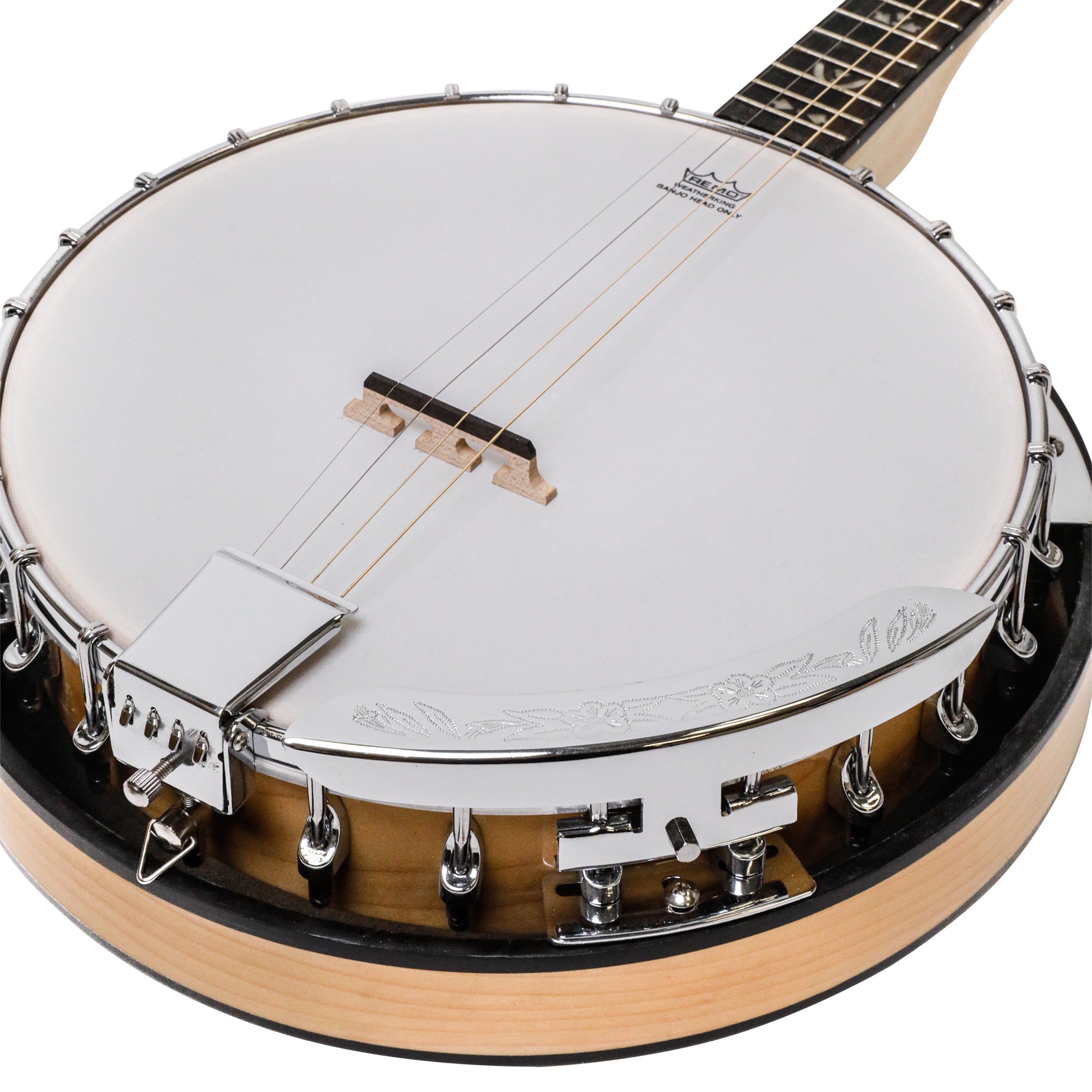 Heartland Deluxe Irish Tenor Banjo Left Handed 19 Frets 24 Bracket Closed Solid Back Maple Finish