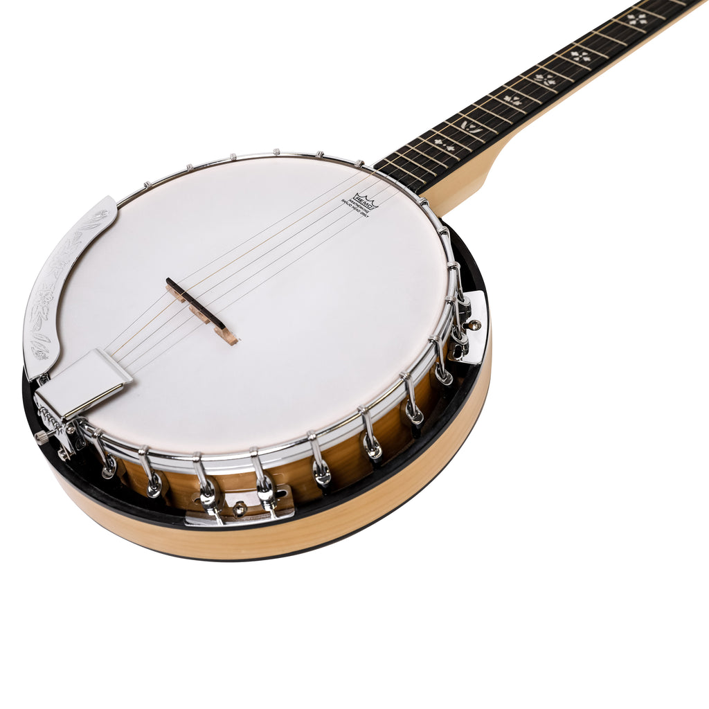 Heartland 5 String Deluxe Irish Banjo 24 Bracket with Closed Solid Back Maple Finish