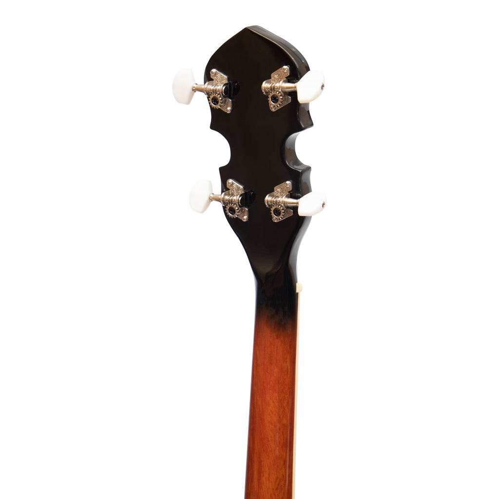 Heartland 4 String 17 Fret Irish Tenor Banjo Left Handed Player Series with Closed Solid Back Sunburst Finish