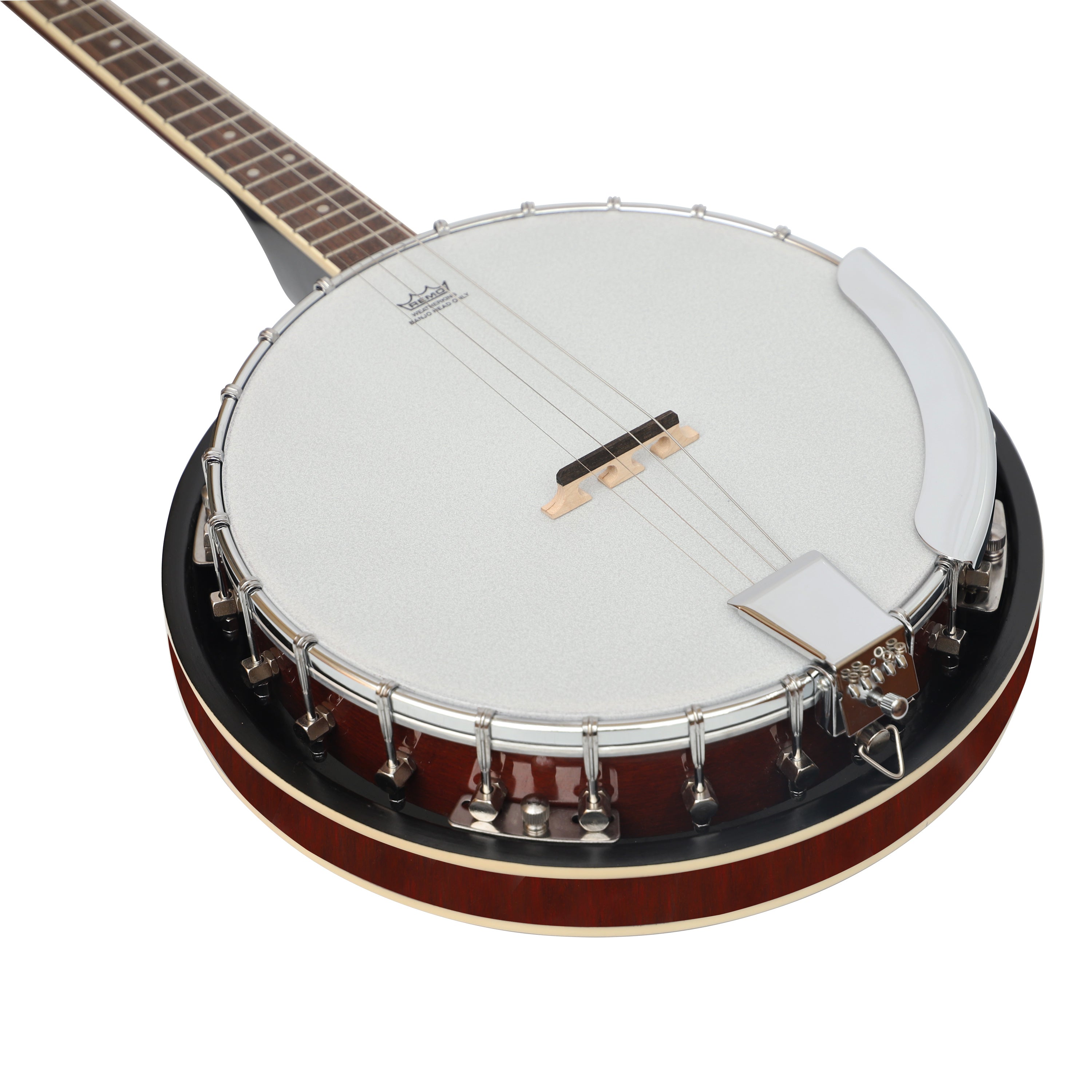 Heartland 4 String Banjo Closed Solid Back 17 Fret, Left Handed 4 String Irish Tenor Banjo Short Scale