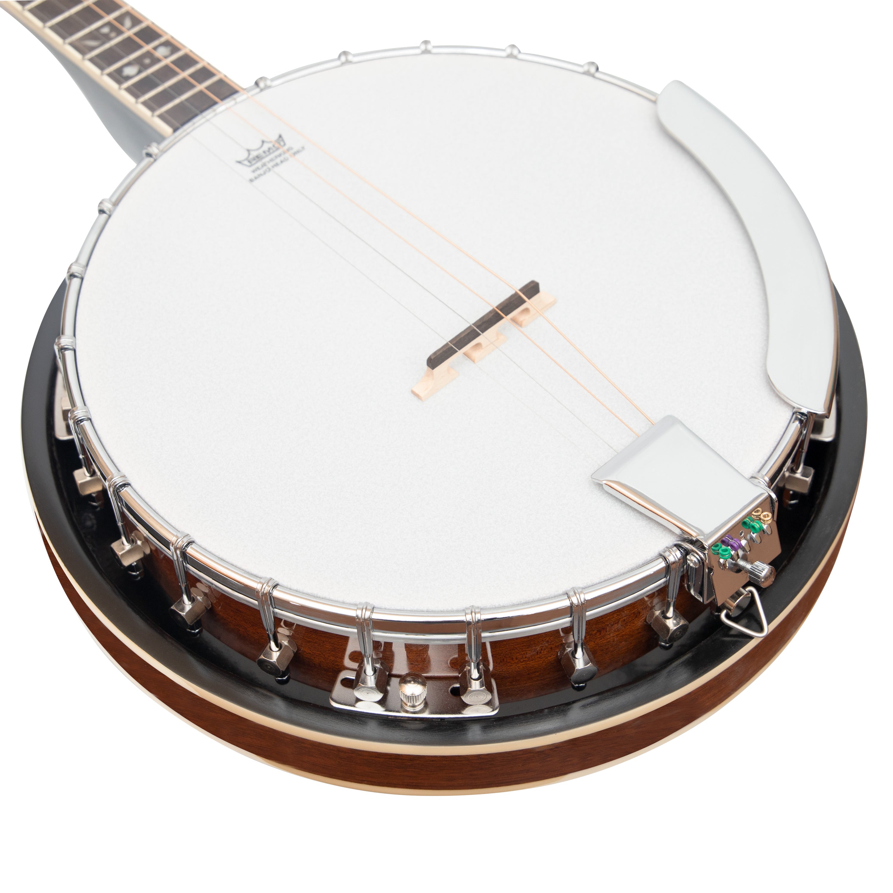 Heartland 4 String 19 Fret Irish Tenor Banjo Left Handed Player Series with Closed Solid Back Sunburst Finish