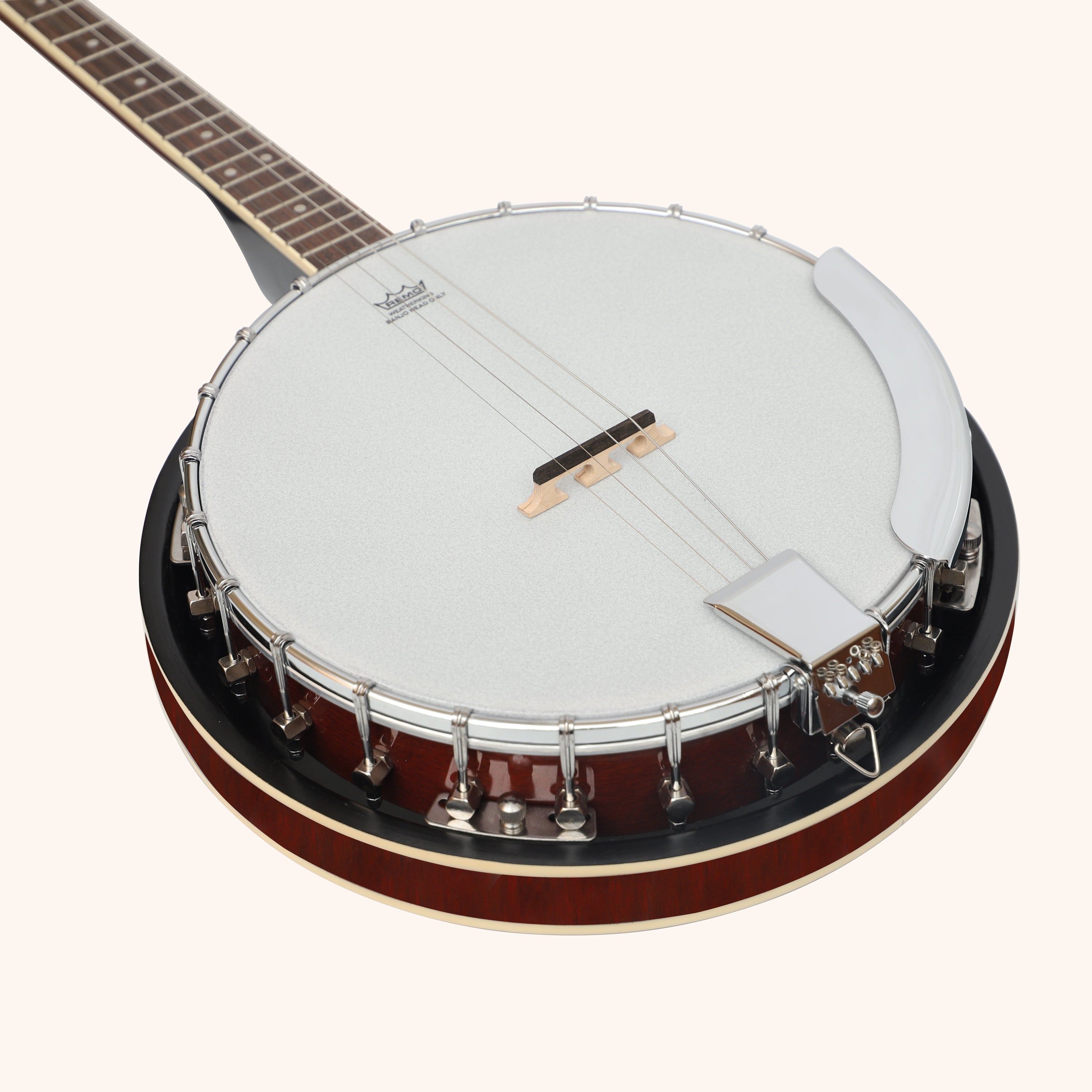 Heartland 4 String Banjo Closed Solid Back 17 Fret, Left Handed 4 String Irish Tenor Banjo Short Scale