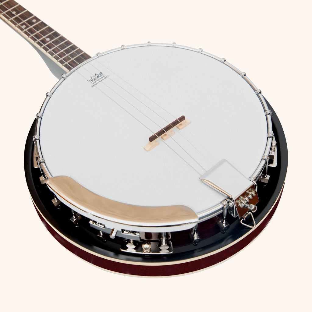 Heartland 4 String Banjo 19 Frets Irish Tenor Banjo 24 Bracket with Closed Solid Back