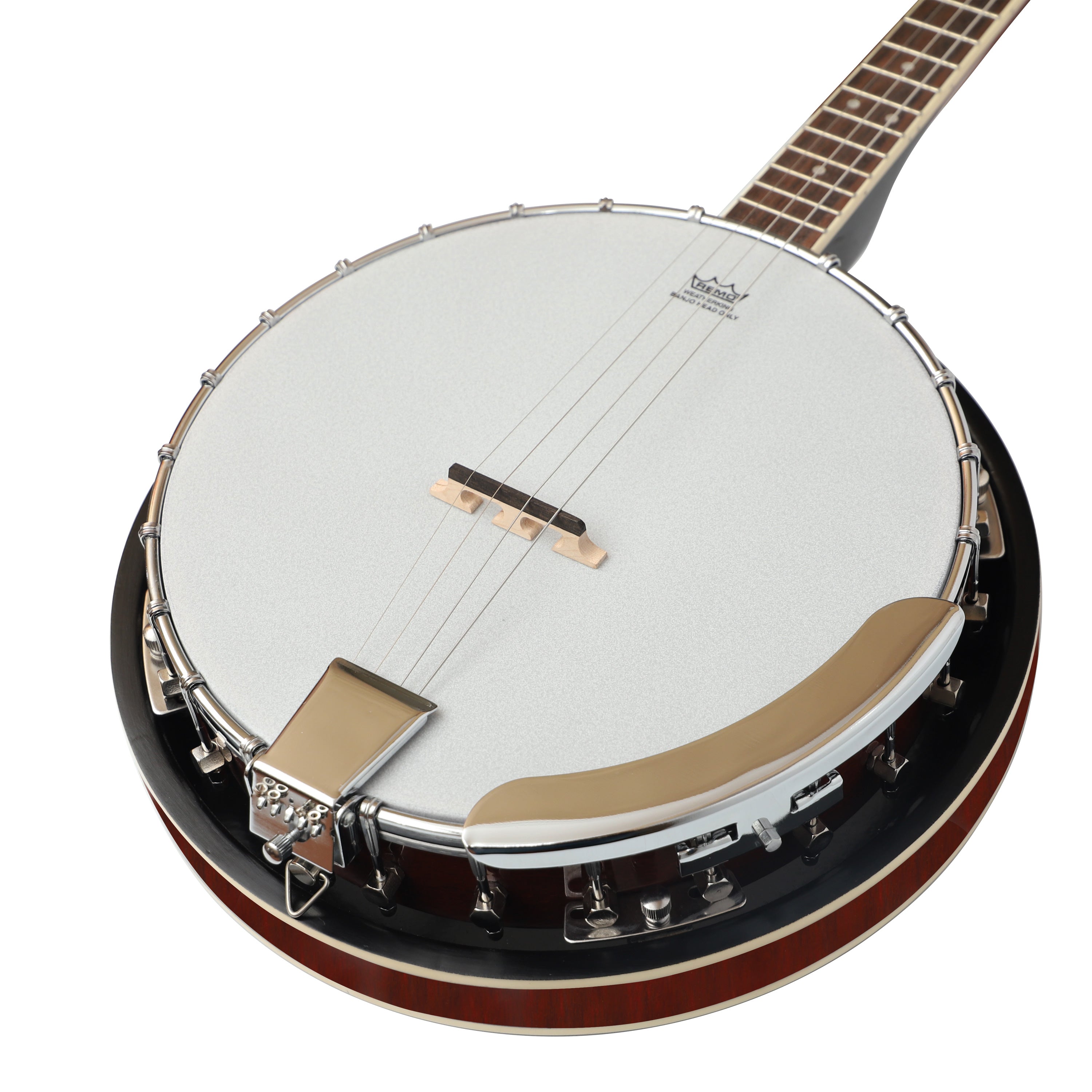 Heartland 4 String Banjo Closed Solid Back 17 Fret, Left Handed 4 String Irish Tenor Banjo Short Scale