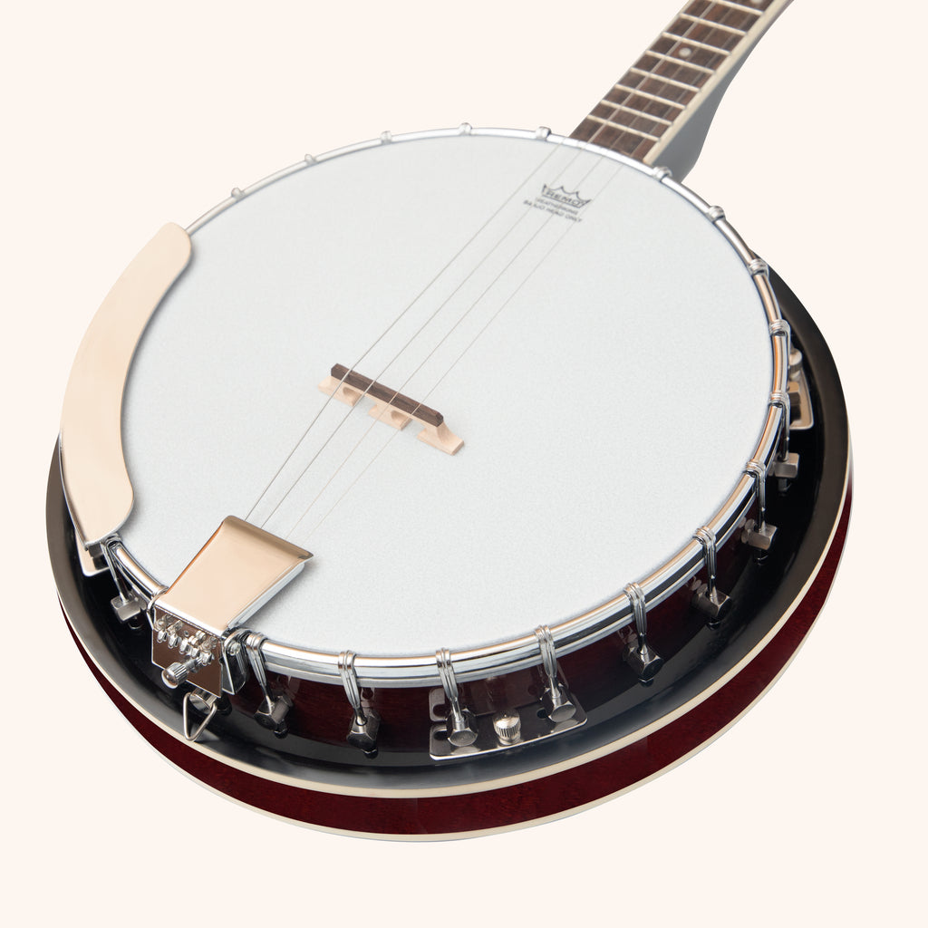 Heartland 4 String Banjo 19 Frets Irish Tenor Banjo 24 Bracket with Closed Solid Back