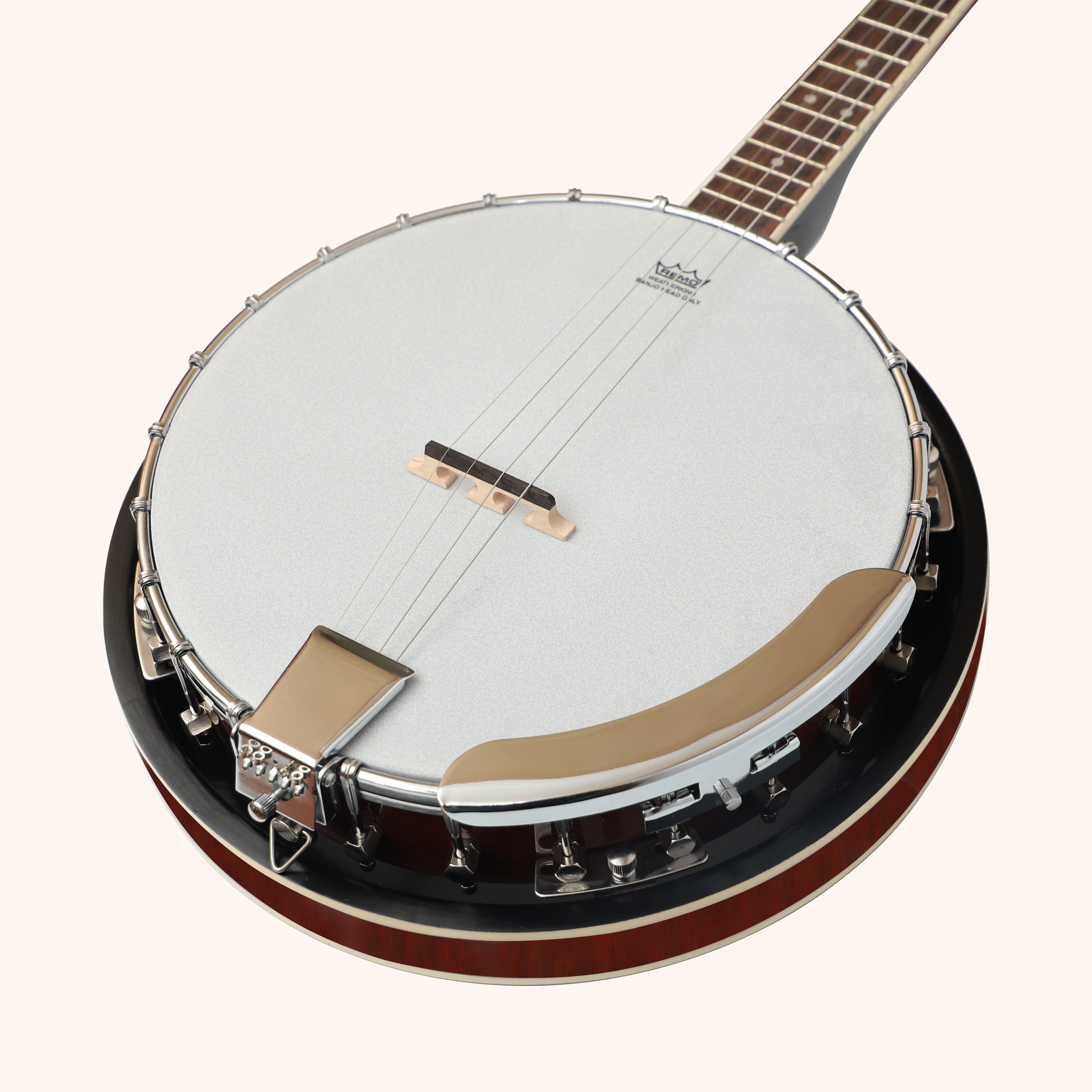 Heartland 4 String Banjo Closed Solid Back 17 Fret, Left Handed 4 String Irish Tenor Banjo Short Scale