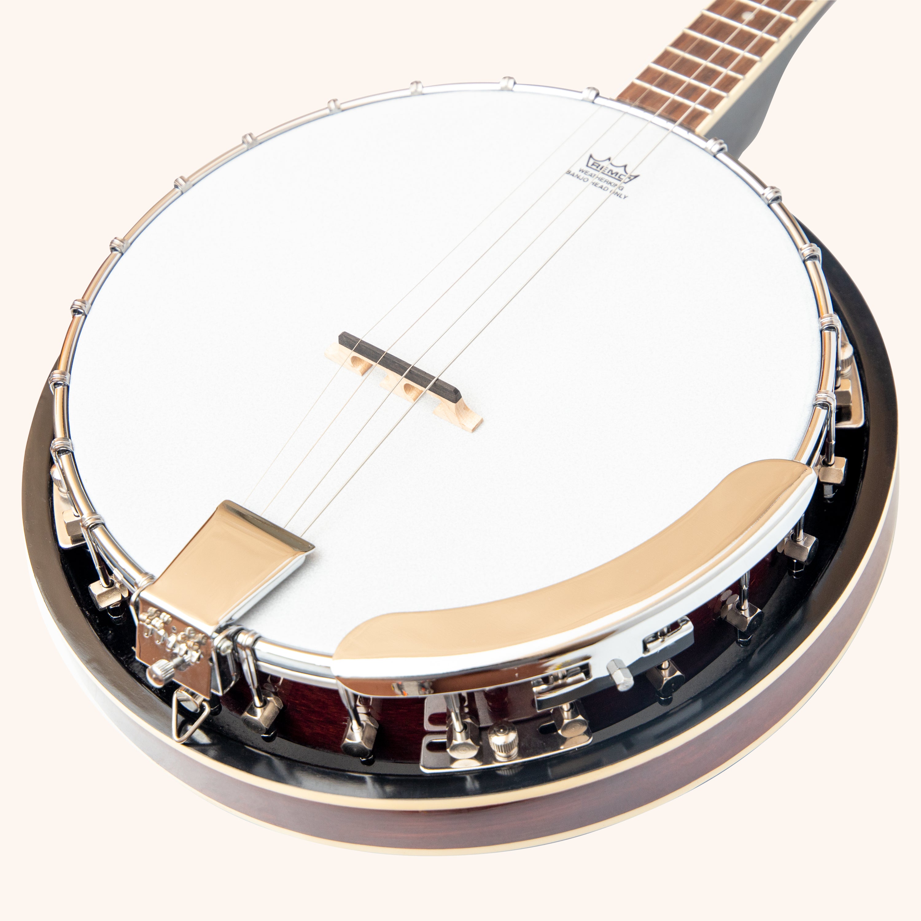 Heartland 4 String Banjo 19 Frets Irish Tenor Banjo Left Handed 24 Bracket With Closed Solid Back