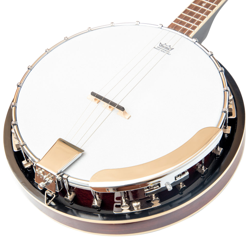 Heartland 4 String Banjo 19 Frets Irish Tenor Banjo Left Handed 24 Bracket With Closed Solid Back