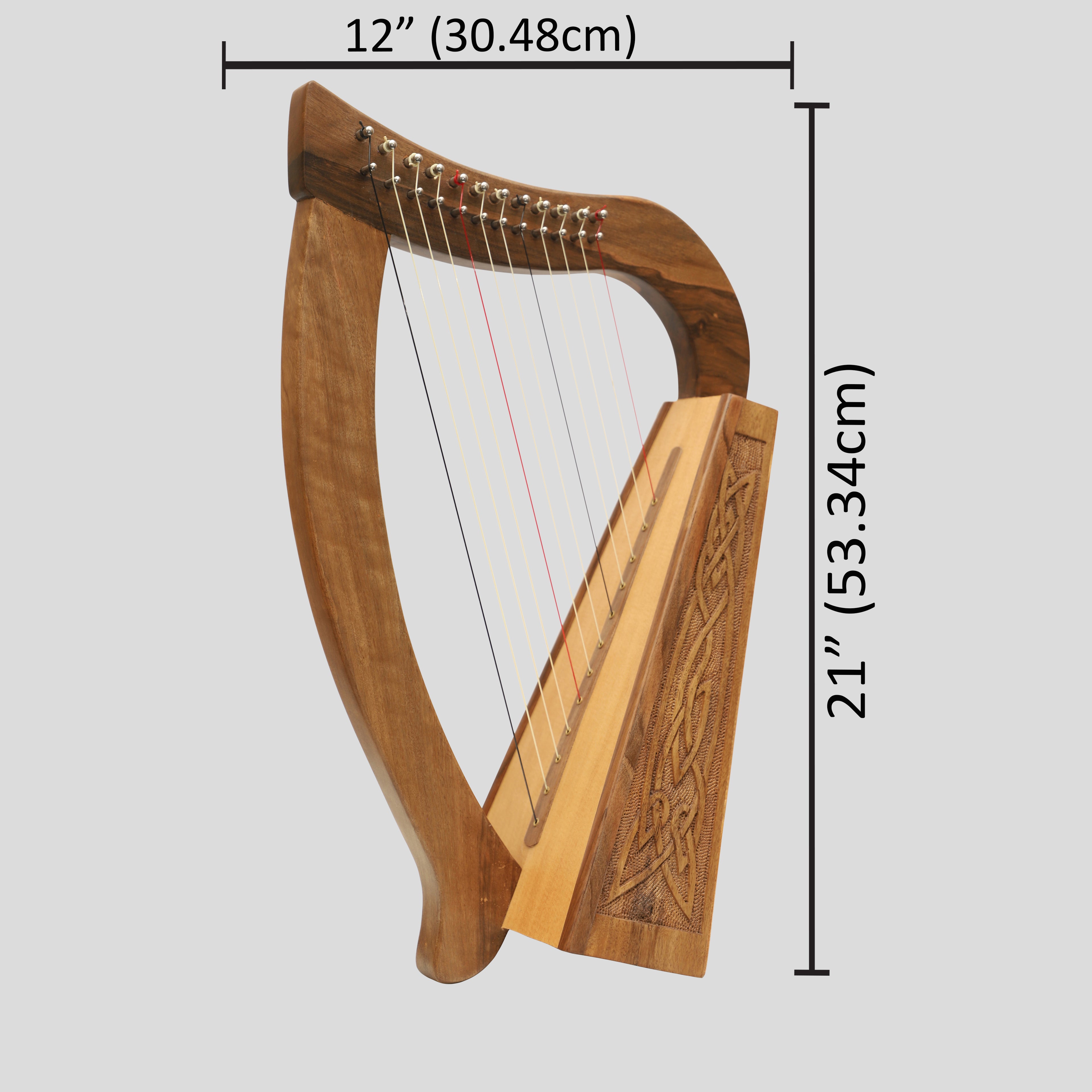 12 String O'Carolan Harp Knotwork, Mini Celtic Harp
