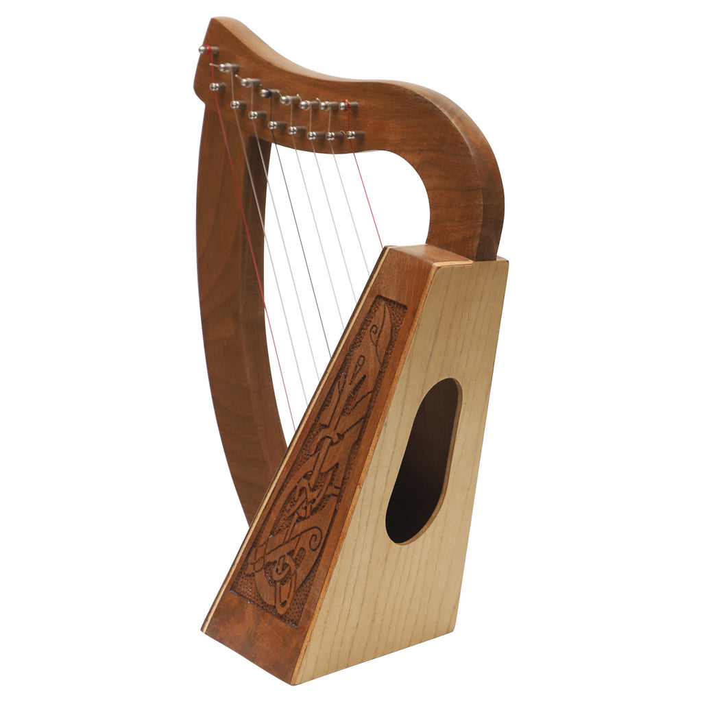 MUZIKKON O'CAROLAN HARP, 8 STRING WALNUT CELTIC DRAGON