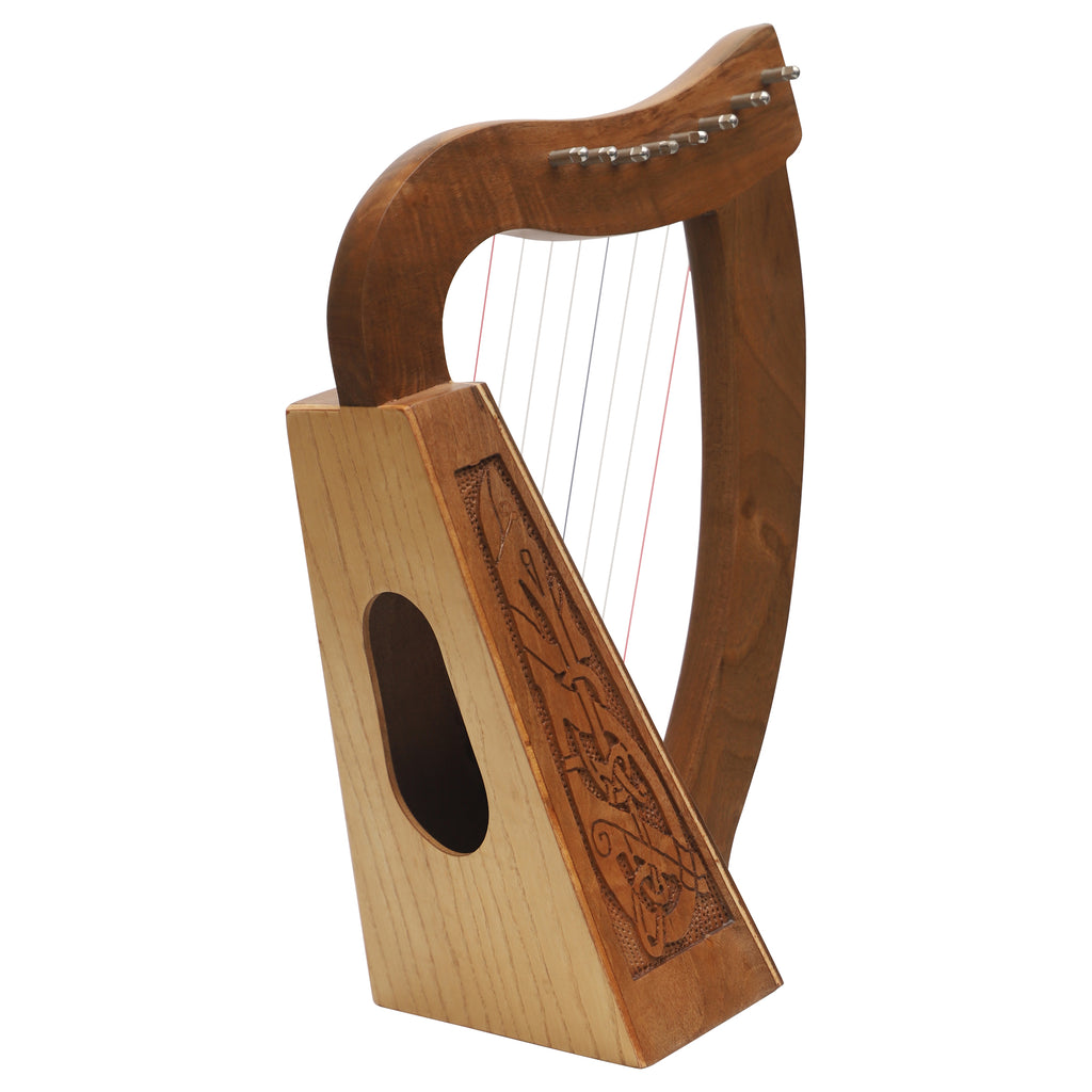 MUZIKKON O'CAROLAN HARP, 8 STRING WALNUT CELTIC DRAGON