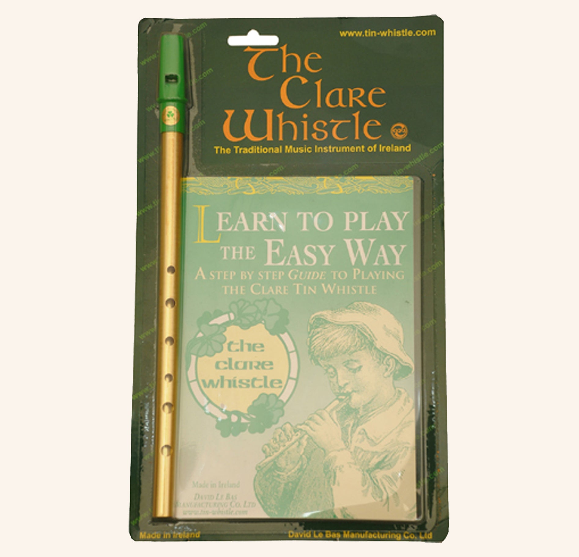 Clare Tin Whistles - D - Brass Whistle & Learn to Play Pack