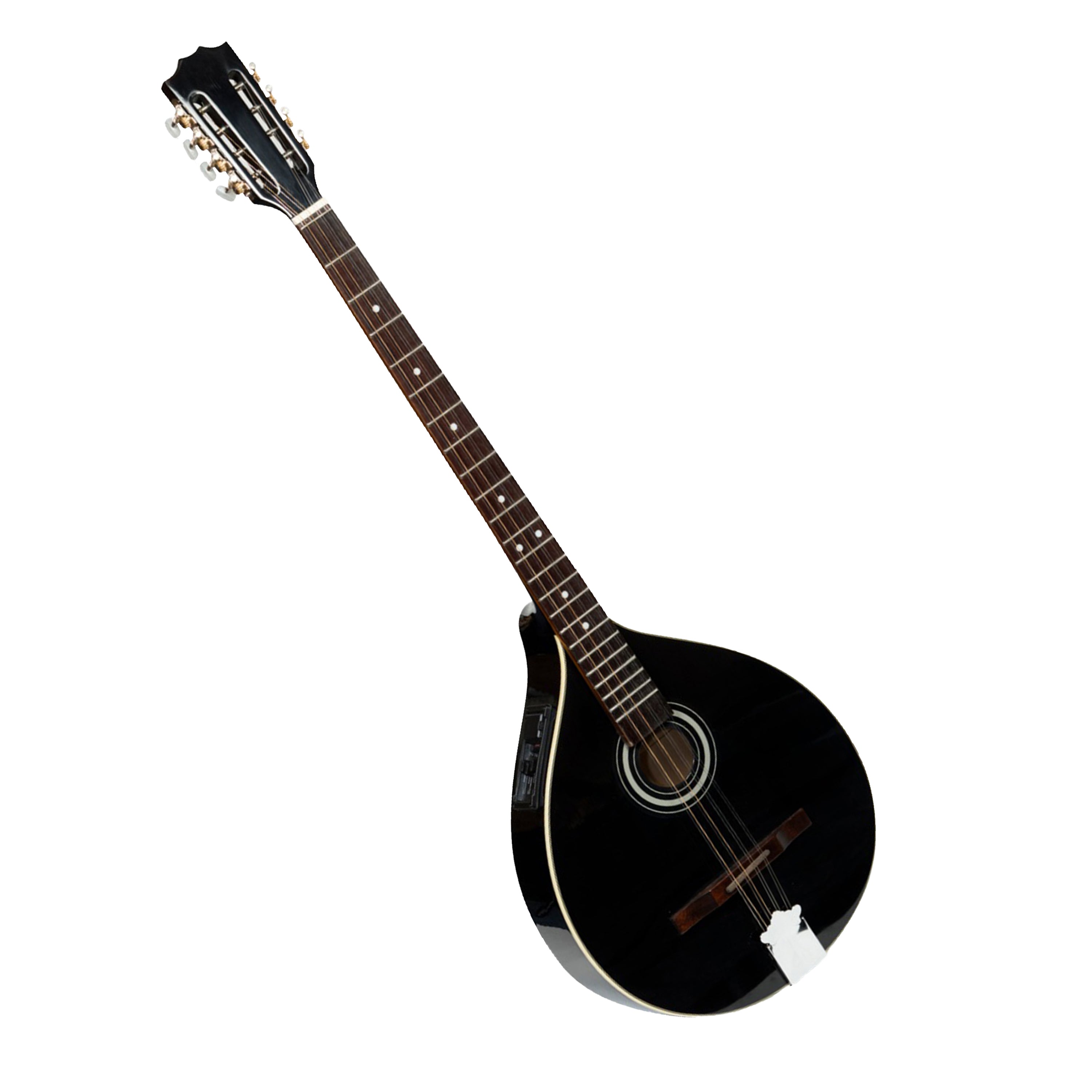 Traditional Irish Bouzouki With EQ, 8 Strings Black Gloss Maple Body with Spruce Top