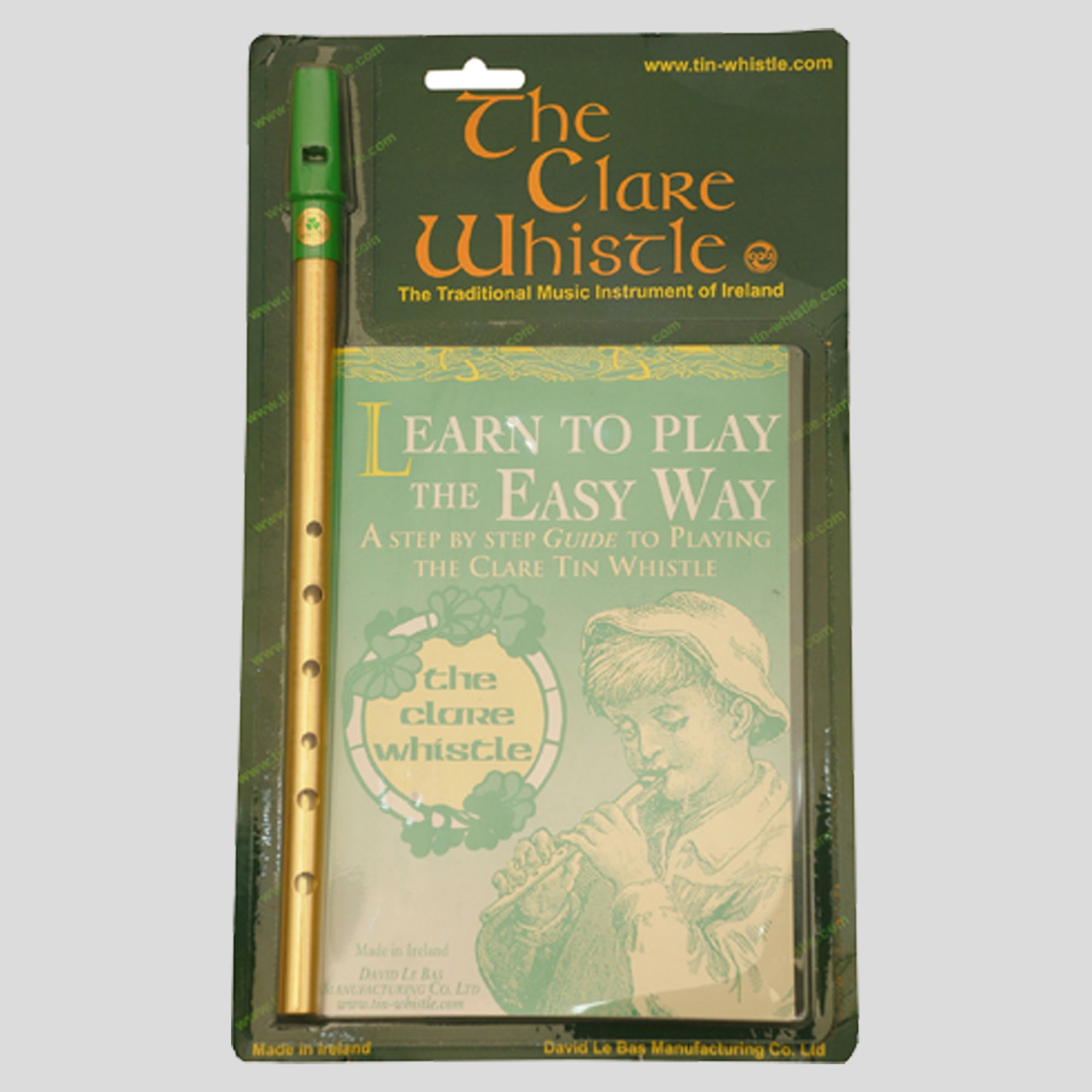 Clare Tin Whistles - D - Brass Whistle & Learn to Play Pack