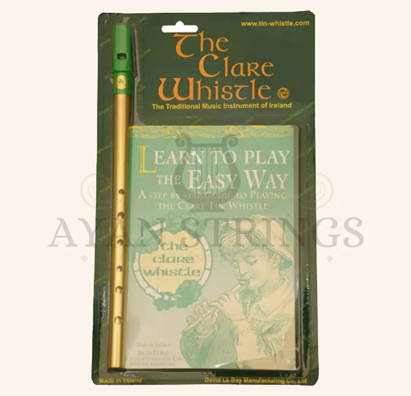 Clare Tin Whistles - D - Brass Whistle & Learn to Play Pack