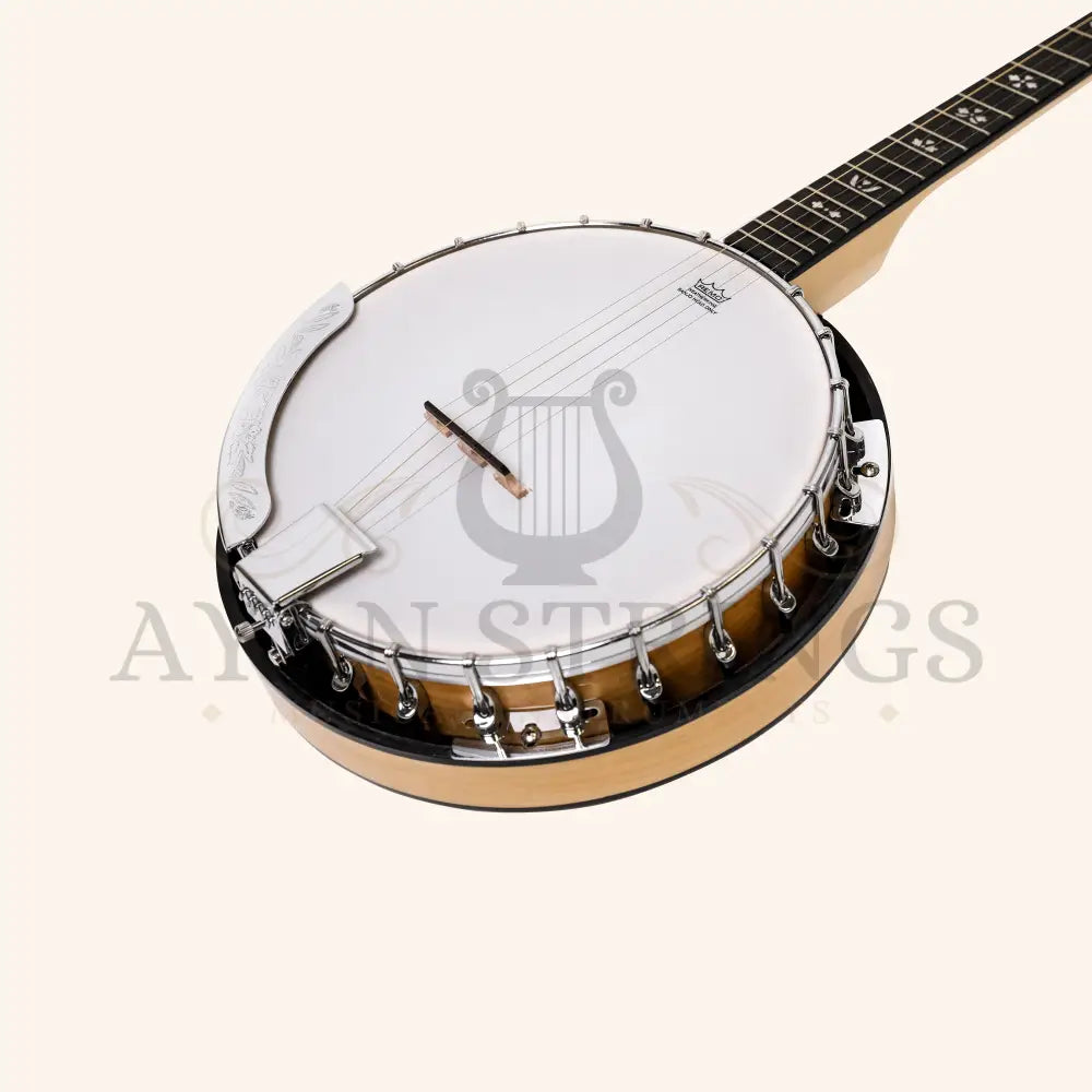 Heartland 5 String Deluxe Irish Banjo Left Handed 24 Bracket with Closed Solid Back Maple Finish - Stringed Instruments