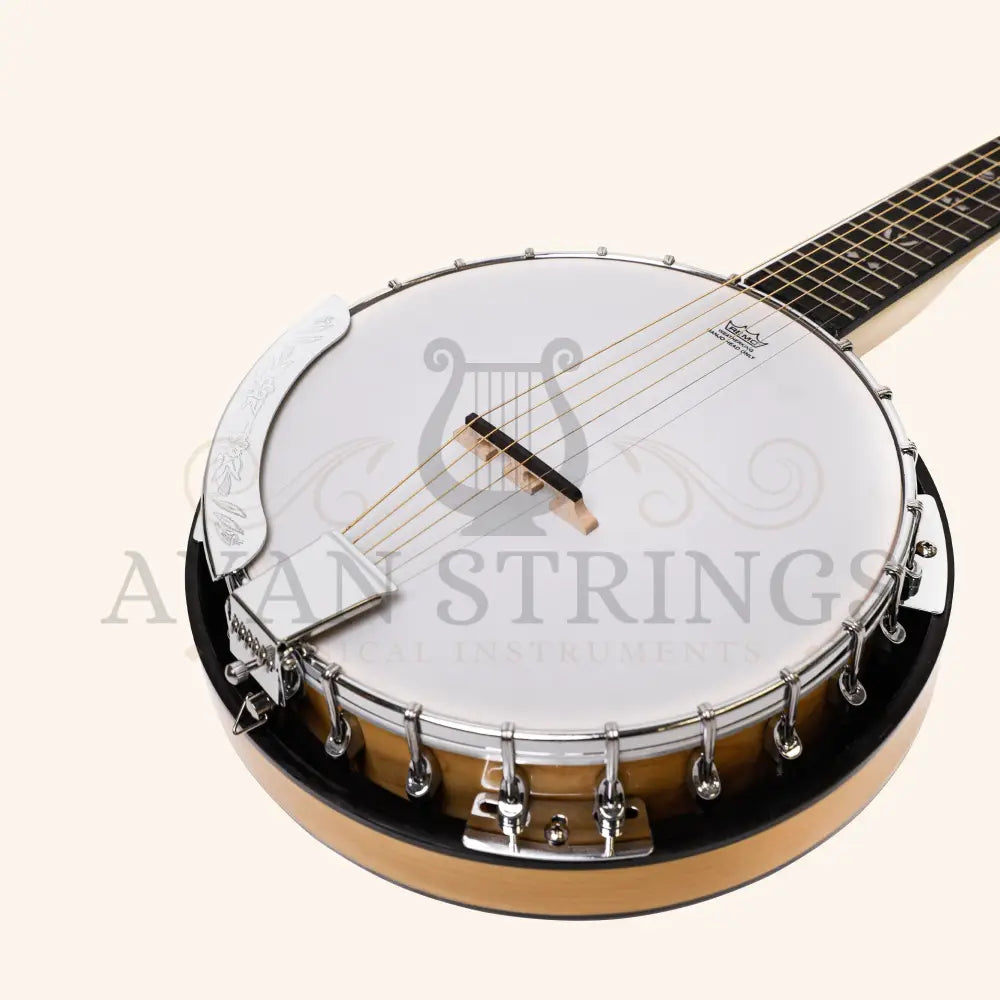 Heartland 6 String Deluxe Irish Banjo 24 Bracket with Closed Solid Back Maple Finish - Stringed Instruments