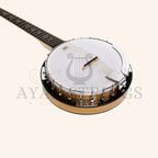 Heartland 6 String Deluxe Irish Banjo Left Handed 24 Bracket with Closed Solid Back Maple Finish - Stringed Instruments