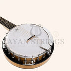 Heartland 6 String Deluxe Irish Banjo Left Handed 24 Bracket with Closed Solid Back Maple Finish - Stringed Instruments