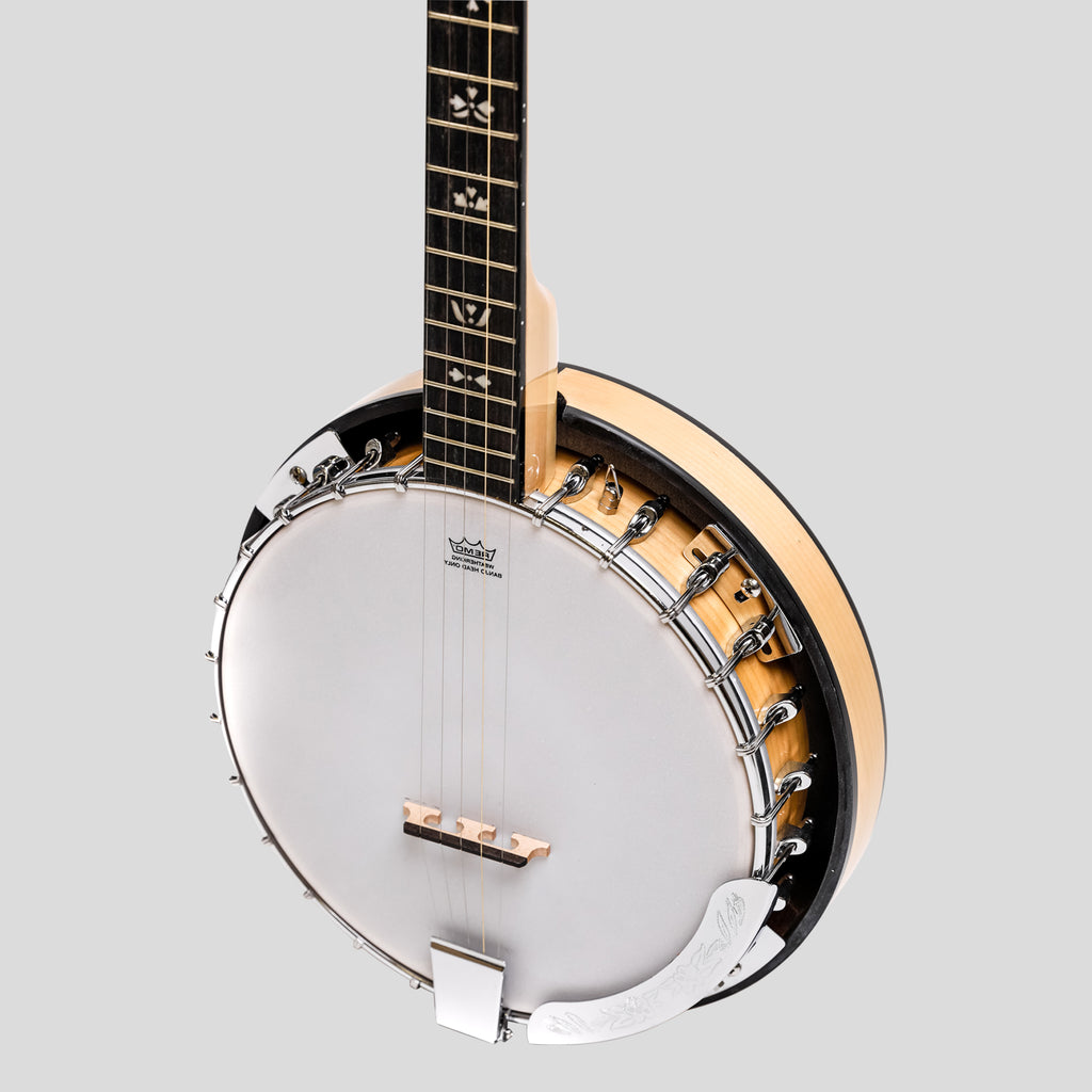Heartland 5 String Deluxe Irish Banjo Left Handed 24 Bracket with Closed Solid Back Maple Finish