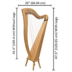 29 Strings McHugh Harp Round Back