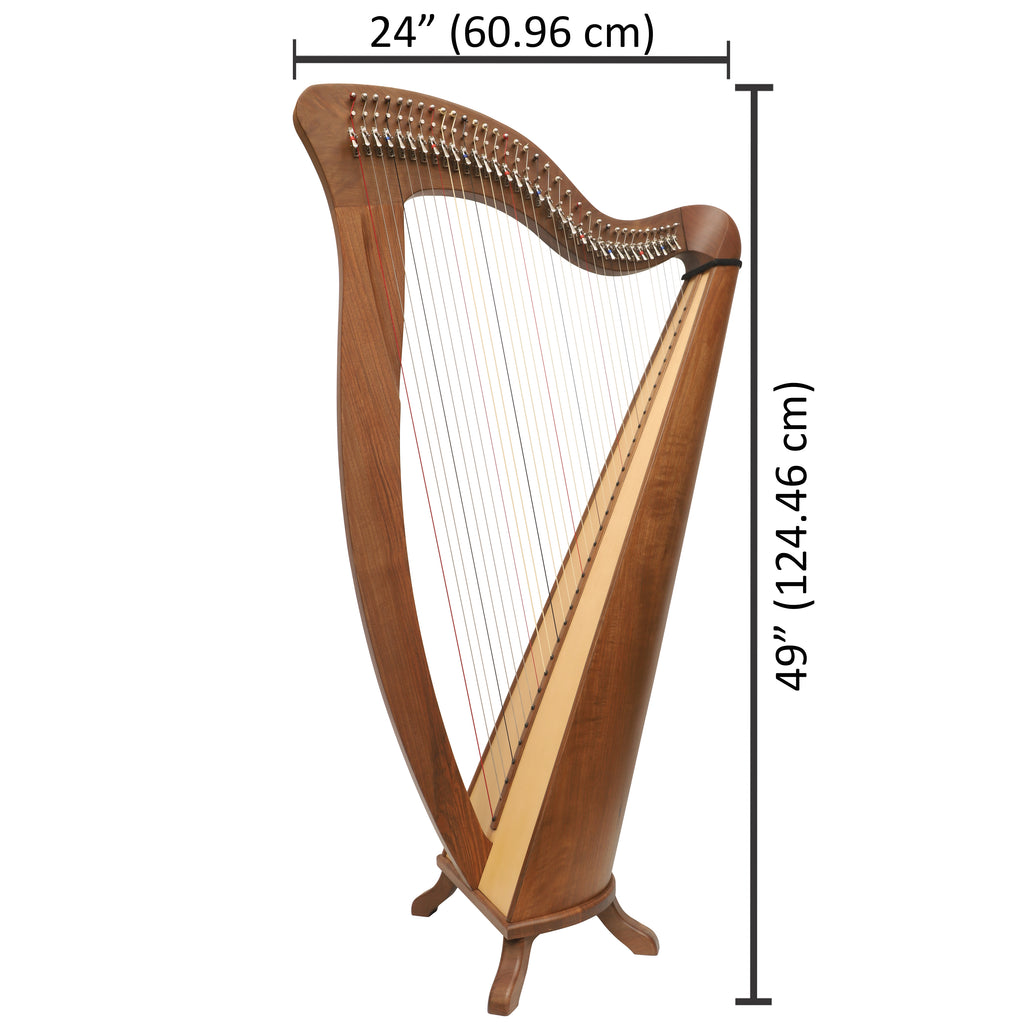 McHugh Harp 34 Strings Walnut Wood Round back