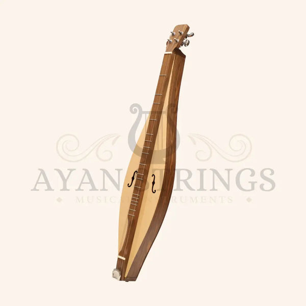 Mountain Dulcimer 4 String Teardrop Turn Scroll F-Hole Walnut - Stringed Instruments